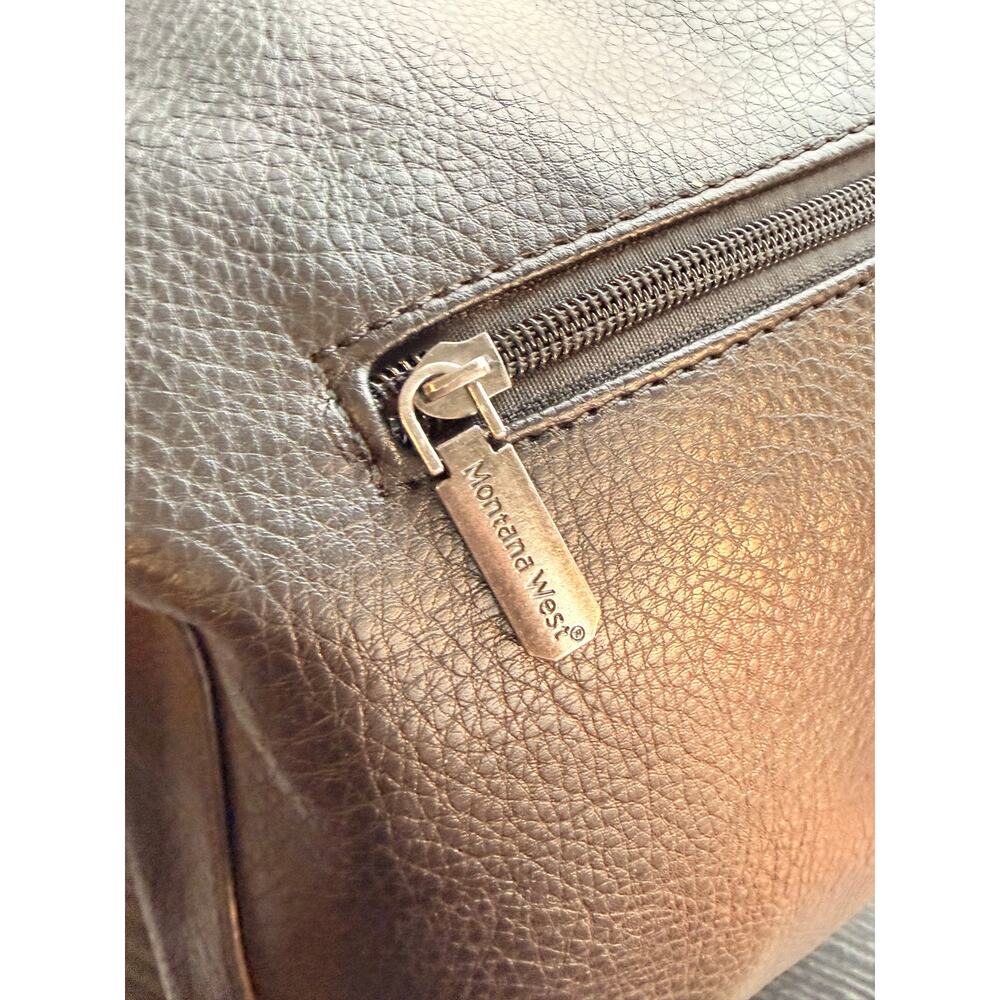 Montana West Black Studded Faux Leather Hobo Shoulder Bag Pebbled Leather Purse - Picture 15 of 16